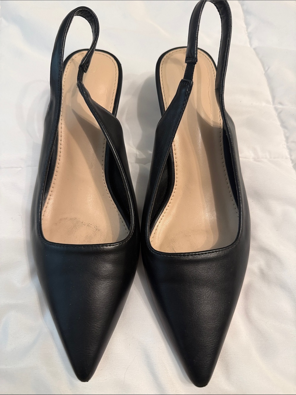 Black Pointed Slingback Heels